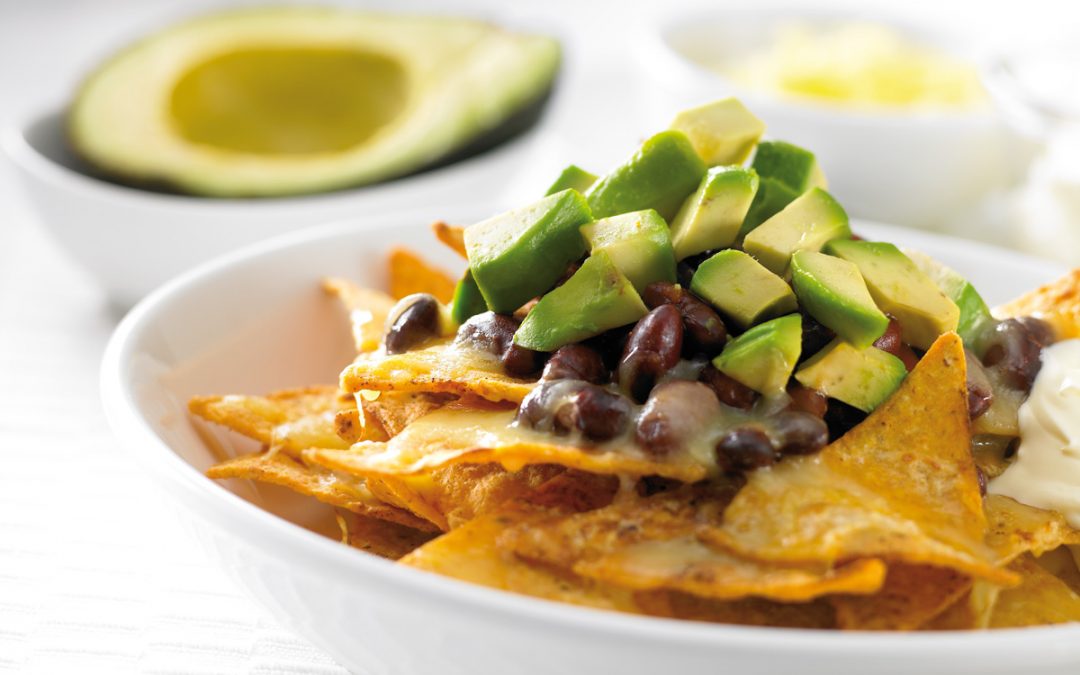 Nachos with diced avocado