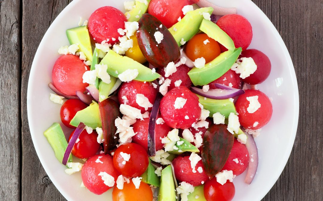 Avocado watermelon salad