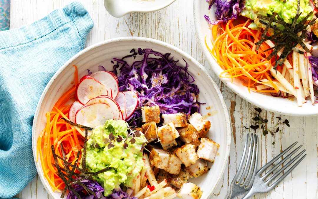 Avocado, Chicken and Cabbage Nourish Bowl