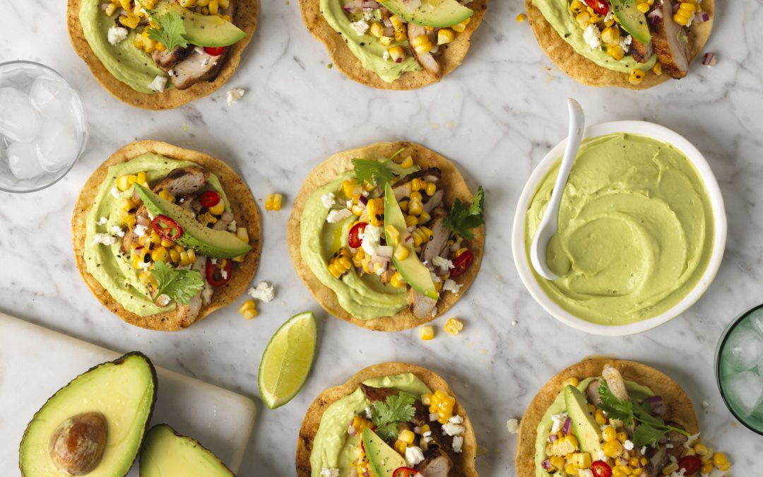 Smoky Chicken Tostadas with Avocado Crema