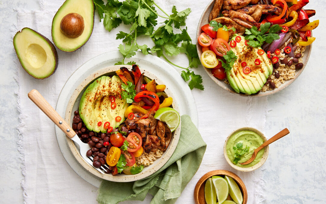 Avocado loaded fajita bowl