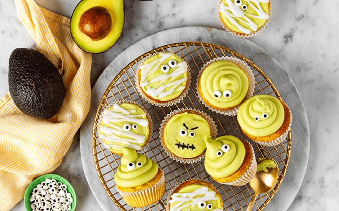 Ghoulish avocado cupcakes