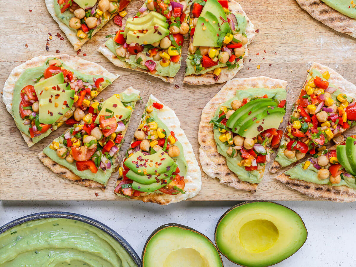 MEXICAN CHICKPEA FLATBREADS WITH AVOCADO JALAPENO CREMA