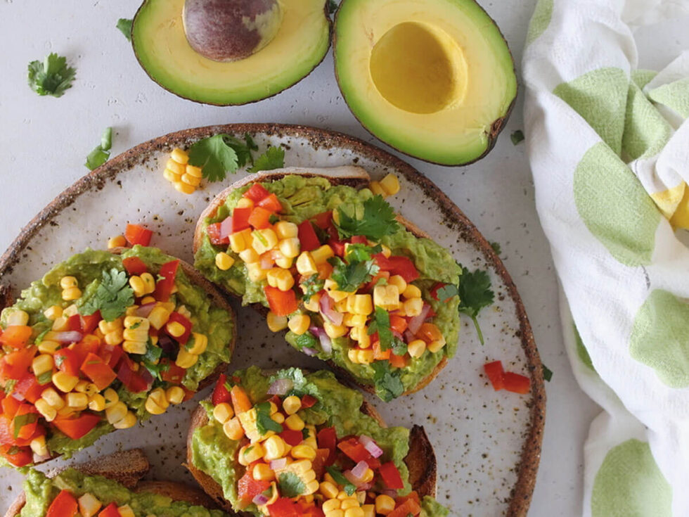 Smashed Avo Toast With A Corn And Red Pepper Salsa - Australian Avocados