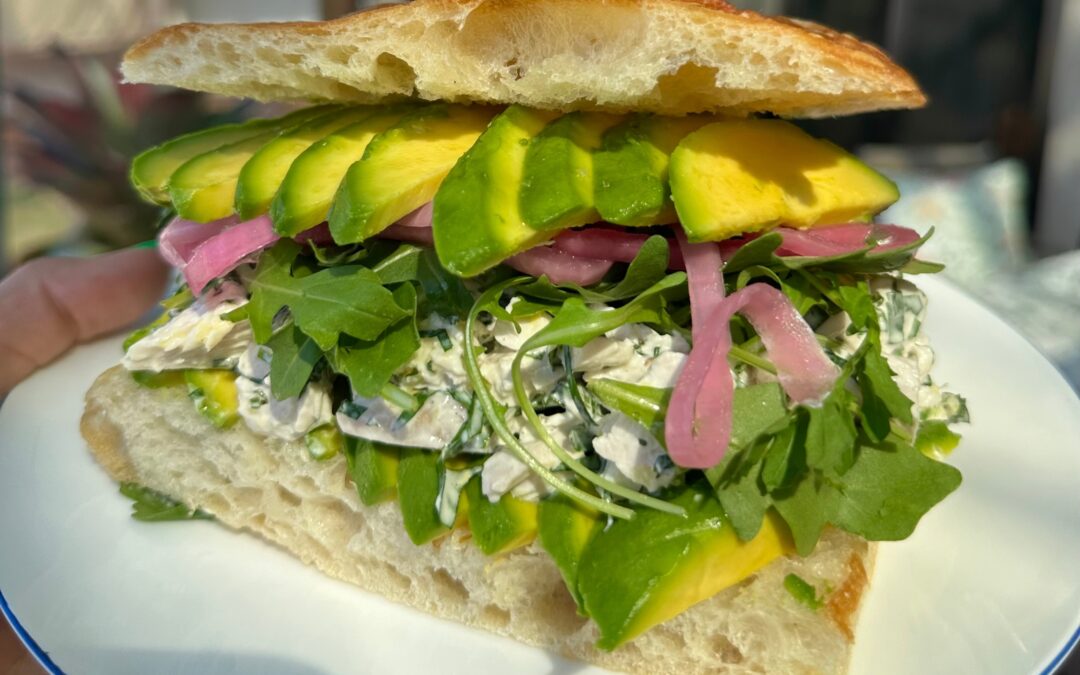 Poached Chicken Avocado Salad Sandwich