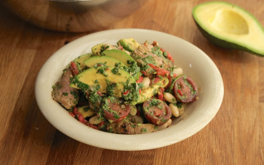 Lamb Backstrap & Avocado Salsa Verde Dense Bean Salad