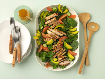 Avocado, Grilled Chicken and Pink Grapefruit Salad