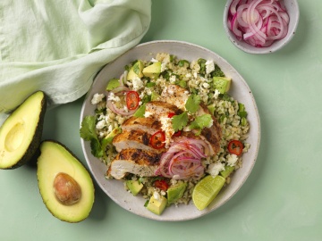 Grilled Chicken Avocado Rice Bowl